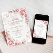 Invitation Quinceanera Rose or rose floral rose rose
