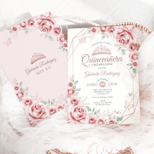 Invitation Quinceanera Rose or rose floral rose rose
