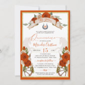 Invitation Quinceanera Rose orange Western Charro (Devant)