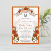Invitation Quinceanera Rose orange Western Charro (Debout devant)