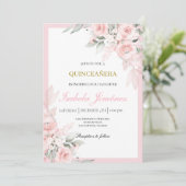 Invitation quinceañera rose pâle (Debout devant)