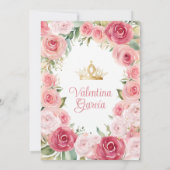 Invitation Quinceañera rose pâle 15 Anos Fleurs Or (Dos)