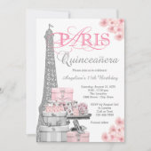 Invitation Quinceañera rose Paris (Devant)