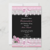Invitation Quinceanera Rose Rose Blanche Foncé Talons Hauts 3 (Dos)