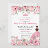 Invitation Quinceanera rose Rose floral (Devant)