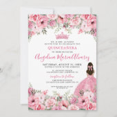 Invitation Quinceanera rose Rose floral (Devant)