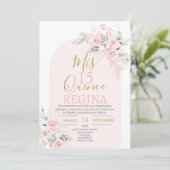 Invitation Quinceañera rose rose pâle (Debout devant)