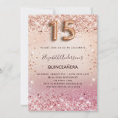 Invitation Quinceanera rose rose rose rose rose luxe (Devant)