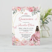 Invitation Quinceañera rose rose rose rose rose papillon flor (Debout devant)
