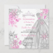 Invitation Quinceanera Rose Rose Winter Wonderland Snowflake (Devant)