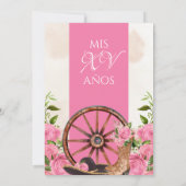 Invitation Quinceanera rose Roses Vintage Charro Ouest (Dos)