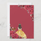 Invitation Quinceañera Rose rouge Floral Robe Jaune Princesse (Dos)