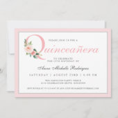 Invitation Quinceanera rose simple et élégant (Devant)