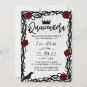 Invitation Quinceanera Rose Thorn Élégant conte de fées Anniv (Devant)