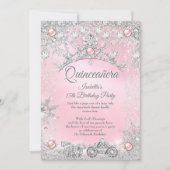 Invitation Quinceanera rose Tiara 15e Carriage d'hiver (Devant)