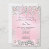 Invitation Quinceanera rose Tiara 15e Carriage d'hiver (Dos)