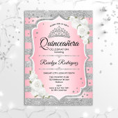 Invitation Quinceanera rose vif