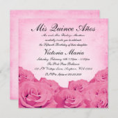 Invitation Quinceanera rose vintage fête d'anniversaire (Devant / Derrière)