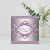 Invitation Quinceanera Rose Violet (Debout devant)