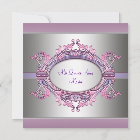 Invitation Quinceanera Rose Violet (Devant)