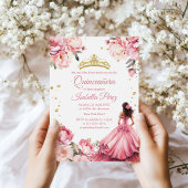 Invitation Quinceanera Rosée Rose princesse robe Tiara