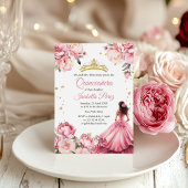 Invitation Quinceanera Rosée Rose princesse robe Tiara