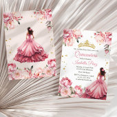 Invitation Quinceanera Rosée Rose princesse robe Tiara