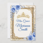 Invitation Quinceañera Roses Bleu Nuit et Or (Dos)