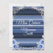 Invitation Quinceañera roses bleu royal (Dos)