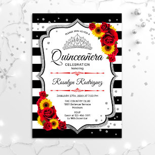 Invitation Quinceanera - Roses de tournesols