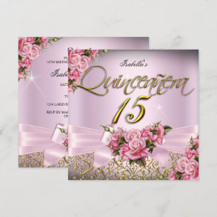 Invitation Quinceanera Roses Roses Fête des 15 ans