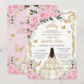 Invitation Quinceañera Roses roses rose Floral Rose blanche R (Devant / Derrière)