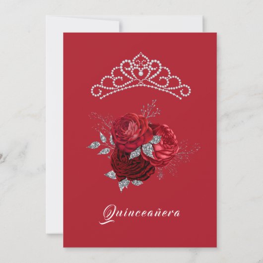 Invitation Quinceanera Roses rouges et Parties scintillant d' (Dos)
