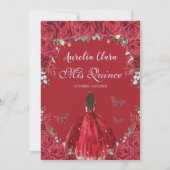 Invitation Quinceañera Roses rouges Floral Princesse Gown Arg (Dos)