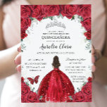 Invitation Quinceañera Roses rouges Floral Princesse Gown Arg<br><div class="desc">Personnalisez cette belle invitation de quinceañera avec sa propre formulation facilement et rapidement,  appuyez simplement sur le bouton customiser pour réorganiser et formater le style et le placement du texte. Objets correspondants disponibles en magasin ! c) Le Happy Cat Studio</div>