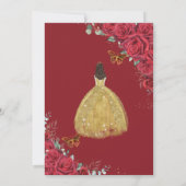 Invitation Quinceañera Roses rouges Floral Yellow Princesse r (Dos)