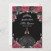 Invitation Quinceañera Roses Rouges Noires Roses Florales Pri (Dos)