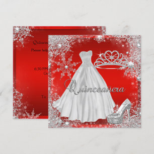 Invitation Quinceanera rouge 15ème Elite Élégante fête d'anni