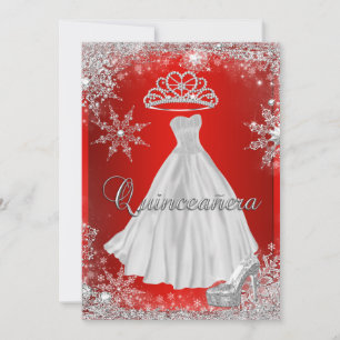 Invitation Quinceanera rouge 15ème Elite Élégante fête d'anni