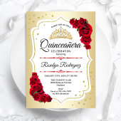 Invitation Quinceanera - Rouge blanc or