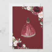 Invitation Quinceañera Rouge Bourgogne Blush Floral Argent Ti (Dos)