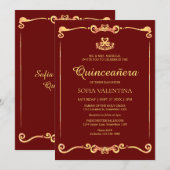 Invitation Quinceanera rouge classique (Devant / Derrière)