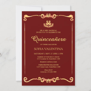 Invitation Quinceanera rouge classique