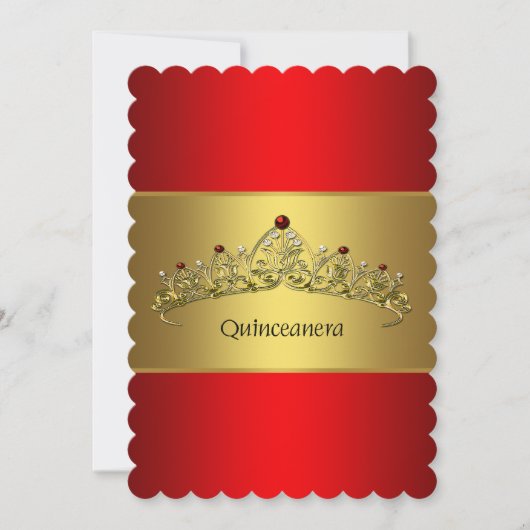 Invitation Quinceanera rouge et or (Devant)