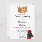 Invitation Quinceanera rouge et or moderne (Devant)