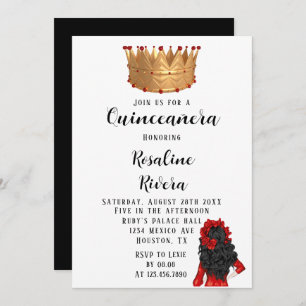 Invitation Quinceanera rouge et or moderne