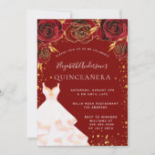 Invitation Quinceanera rouge or blanc robe parties scintillan (Devant)