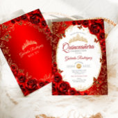Invitation Quinceanera Rouge or élégant chic