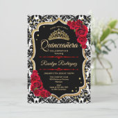 Invitation Quinceanera - Rouge or noir (Debout devant)