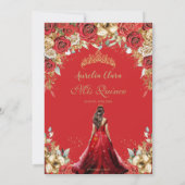 Invitation Quinceañera Rouge or Roses Floral Princesse (Dos)